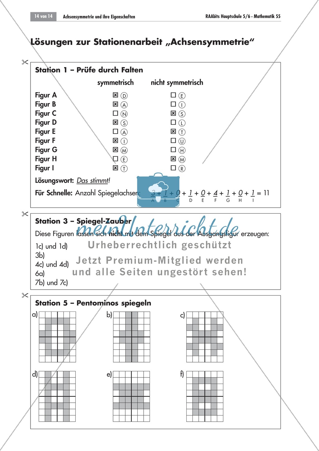 Geometrie: Stationenlernen über Achsensymmetrie. Mit Aufgaben und Lösungen. Preview 12