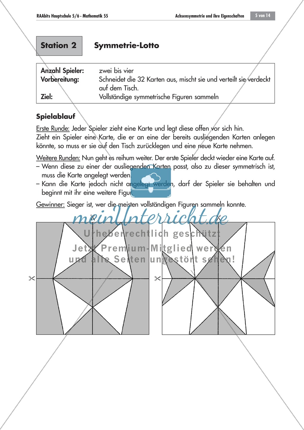 Geometrie: Stationenlernen über Achsensymmetrie. Mit Aufgaben und Lösungen. Preview 3