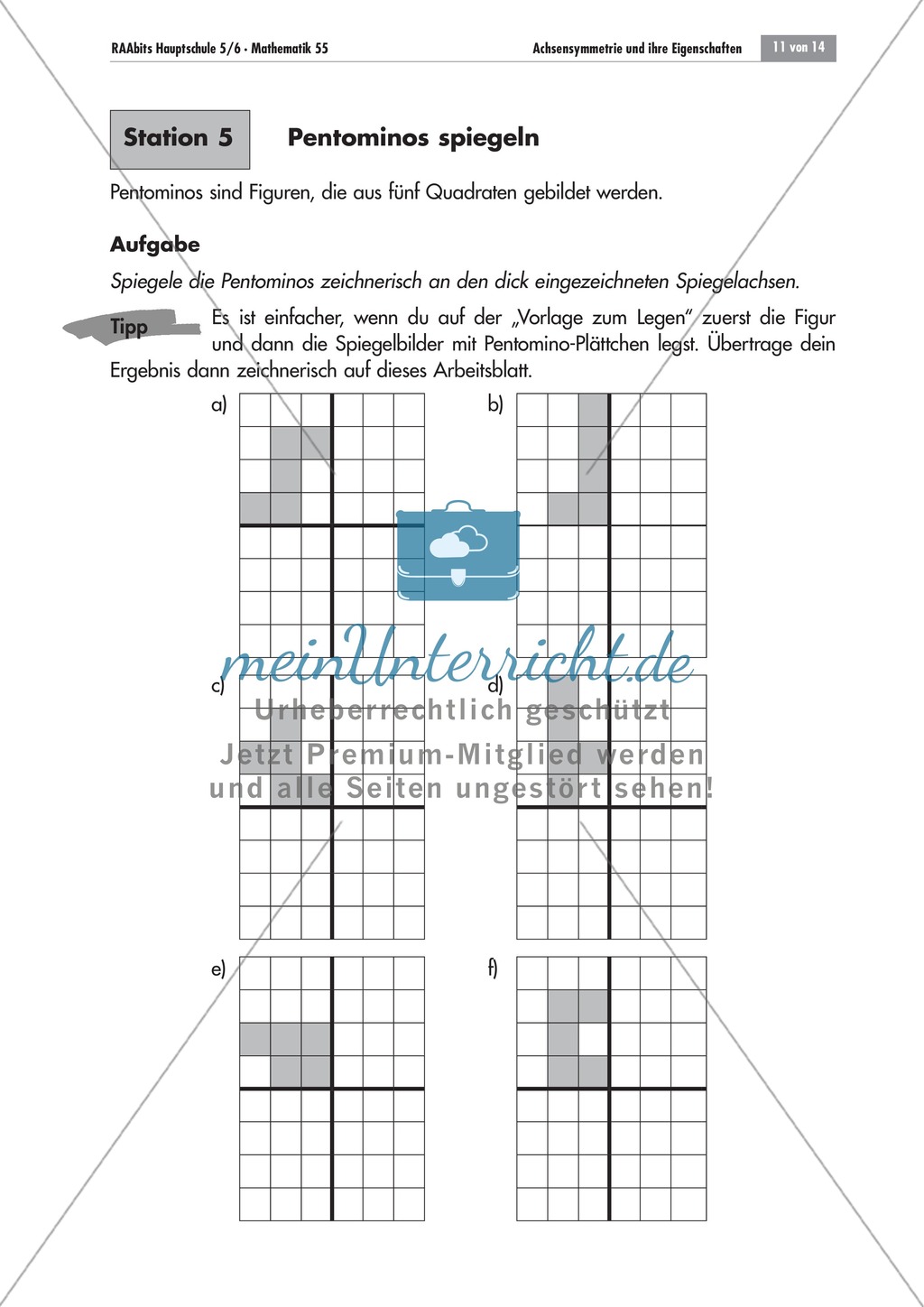 Geometrie: Stationenlernen über Achsensymmetrie. Mit Aufgaben und Lösungen. Preview 9