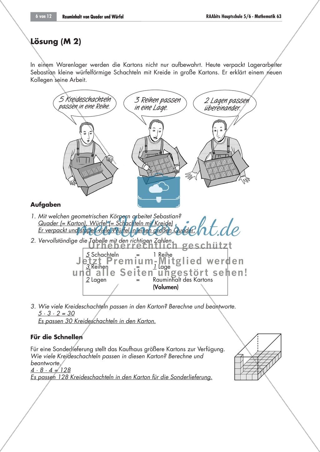 Geometrie: Unterrichtsmaterial zu den Eigenschaften von Würfel und Quader. Mit Aufgaben und Lösungen. Preview 4