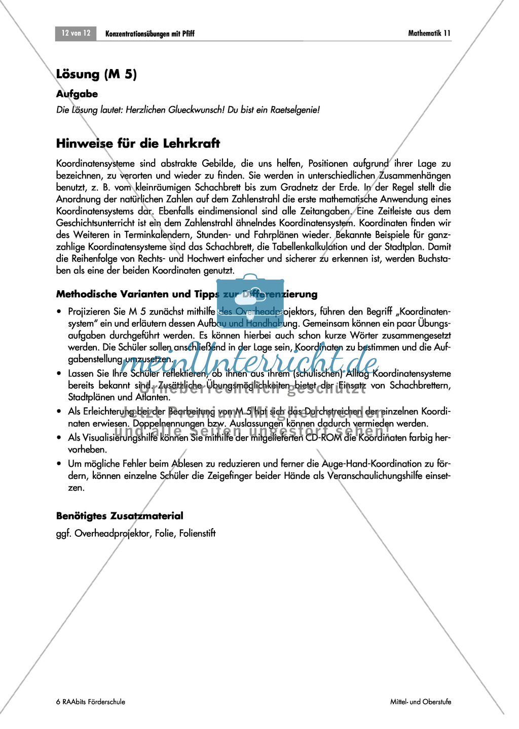 Konzentrationsübungen für den Matheunterricht: Sodoku, Rechenprogramm, Zahlenreihen, Bruchrechnen mit den Hauptstädten deutscher Bundesländer und Geheimbotschaften. Mit Lösungen. Preview 10