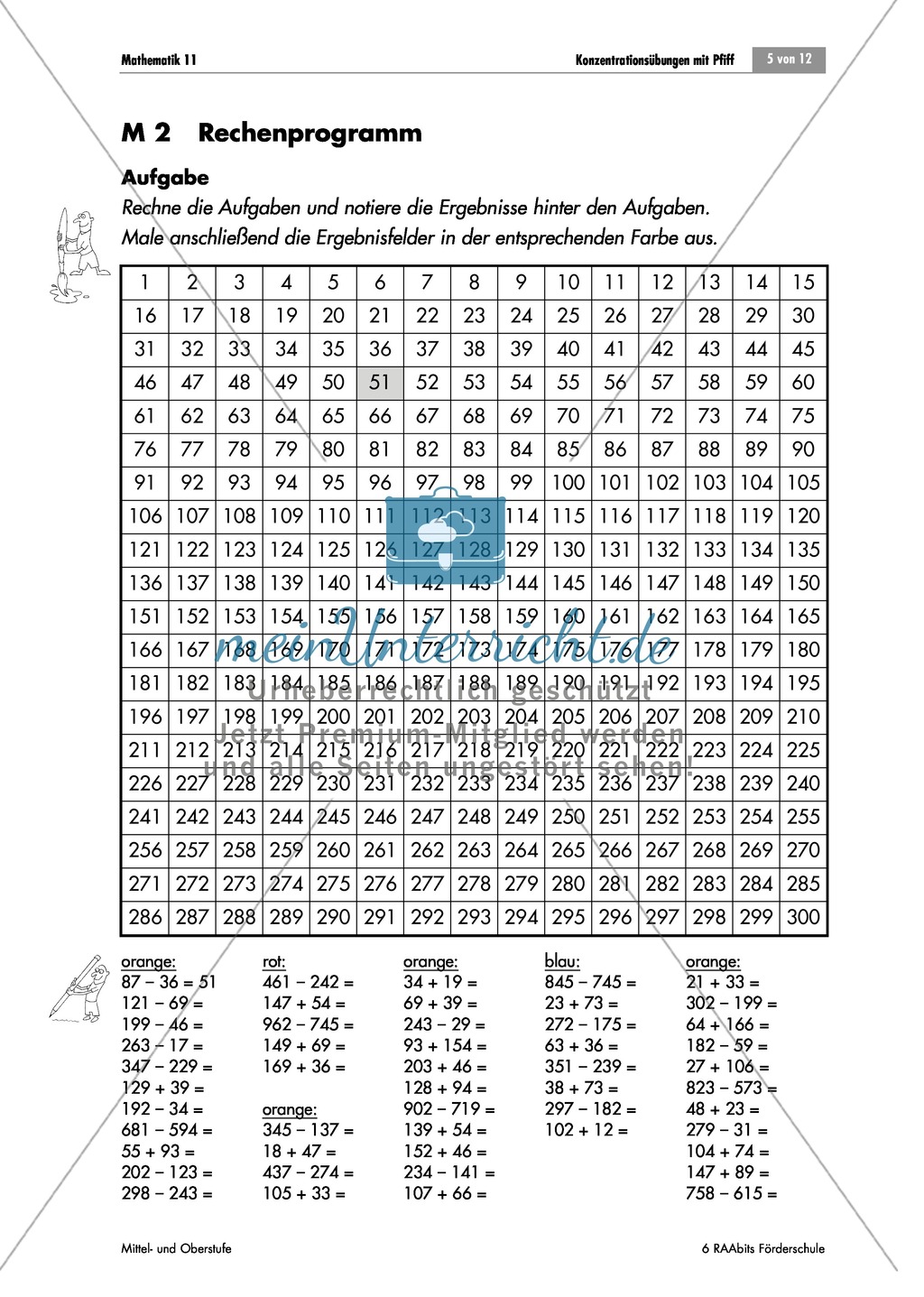 Konzentrationsübungen für den Matheunterricht: Sodoku, Rechenprogramm, Zahlenreihen, Bruchrechnen mit den Hauptstädten deutscher Bundesländer und Geheimbotschaften. Mit Lösungen. Preview 3