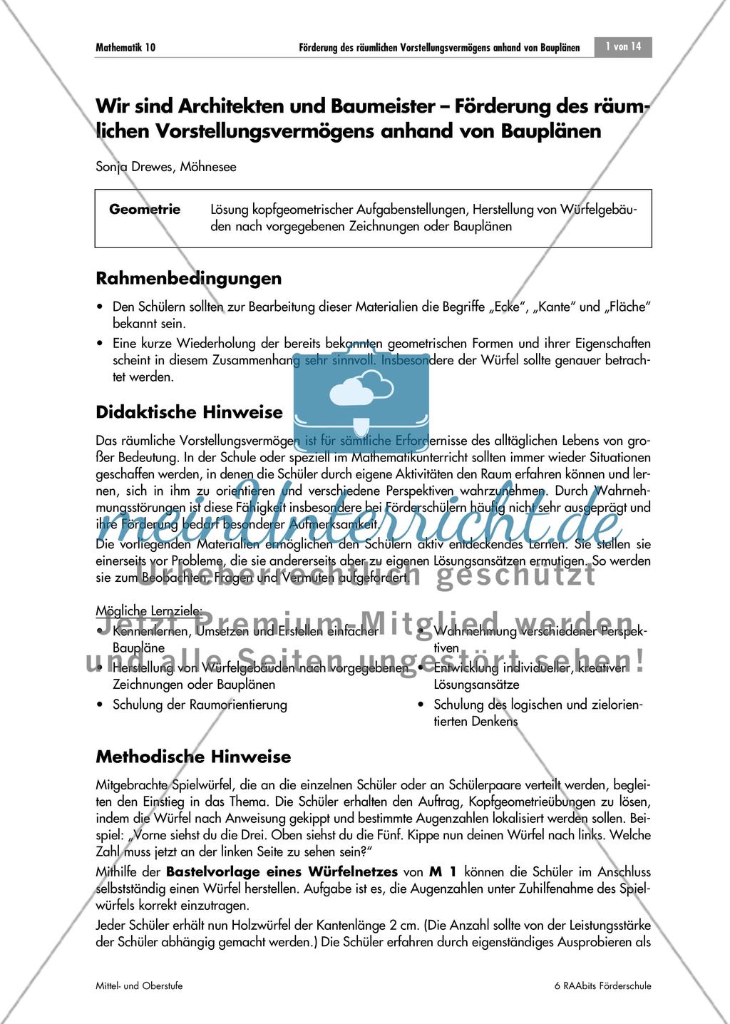 Wir sind Architekten und Baumeister – Förderung des räumlichen Vorstellungsvermögens anhand von Bauplänen Preview 1