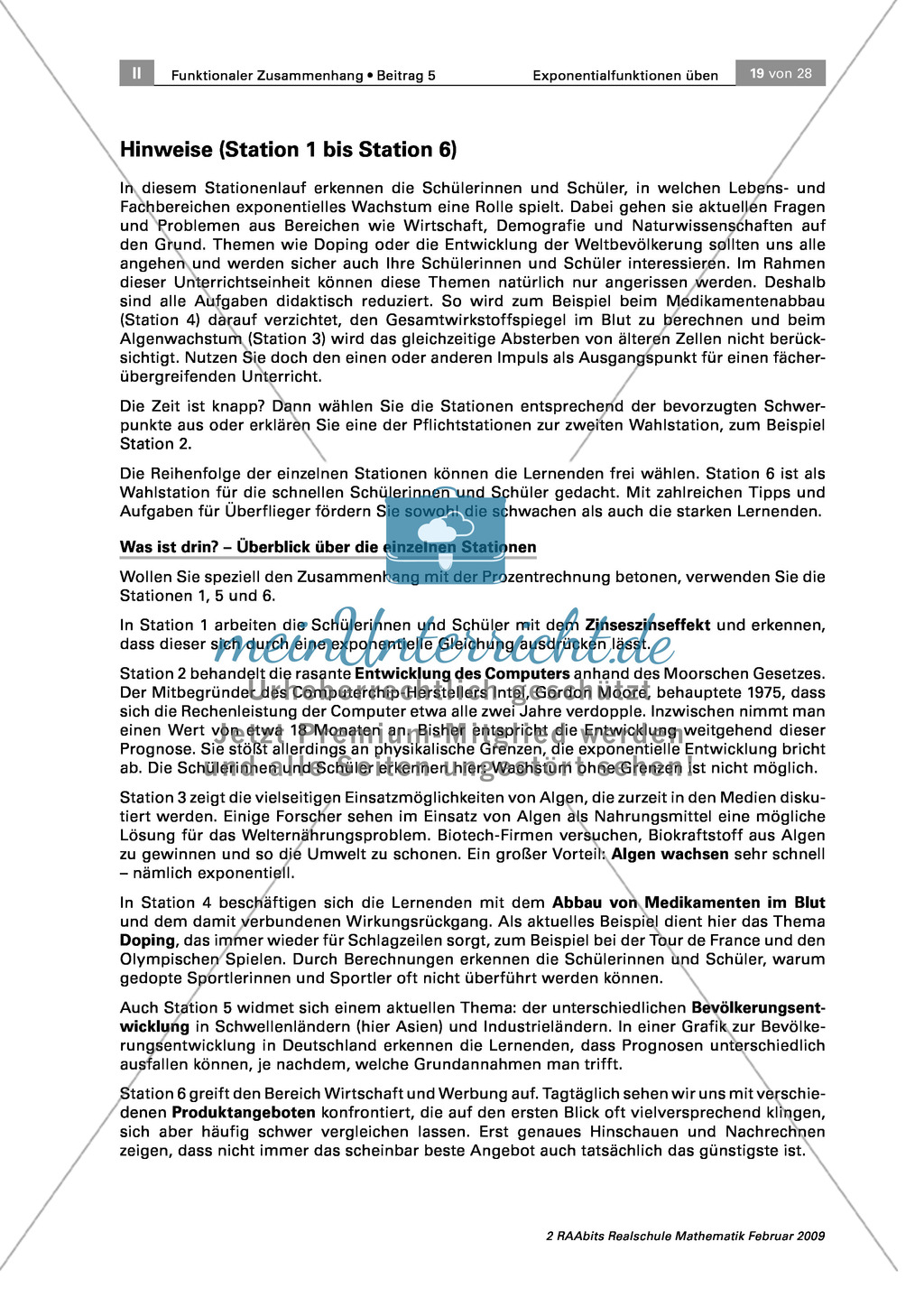 Stationenarbeit: Exponentialfunktionen mit lebensnahen Themen Preview 14