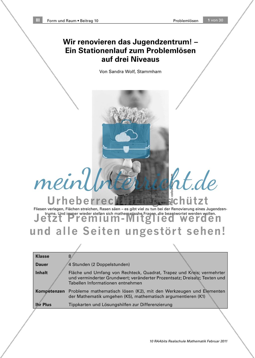 Wir renovieren das Jugendzentrum! – Ein Stationenlauf zum Problemlösen auf drei Niveaus Preview 1