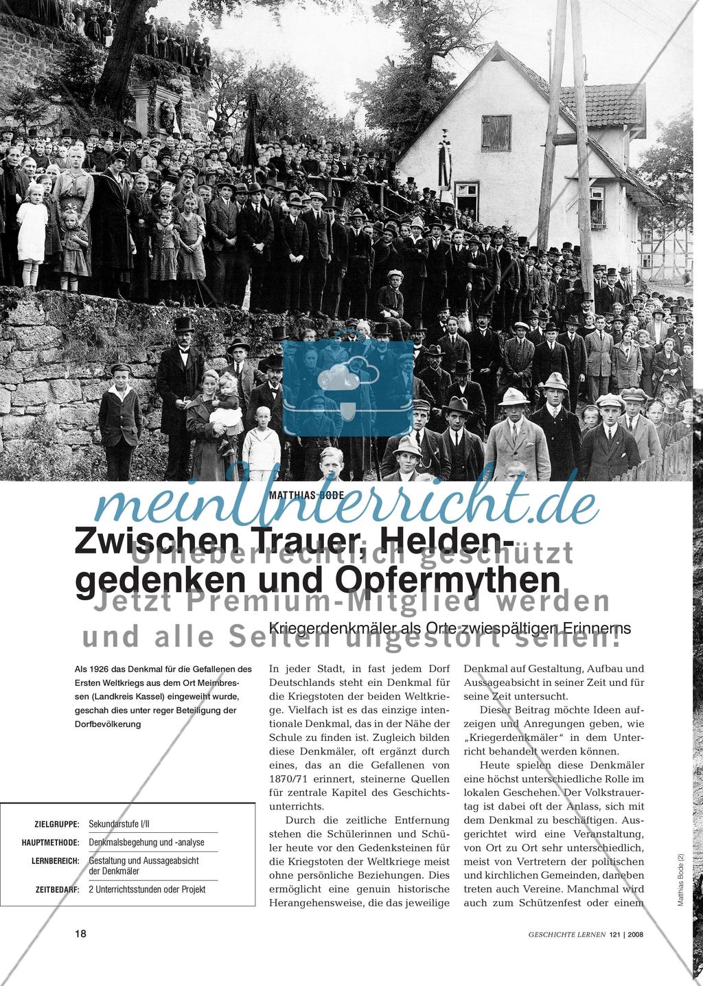 Zwischen Trauer, Heldengedenken und Opfermythen: Kriegerdenkmäler als Orte zwiespältigen Erinnerns Preview 1