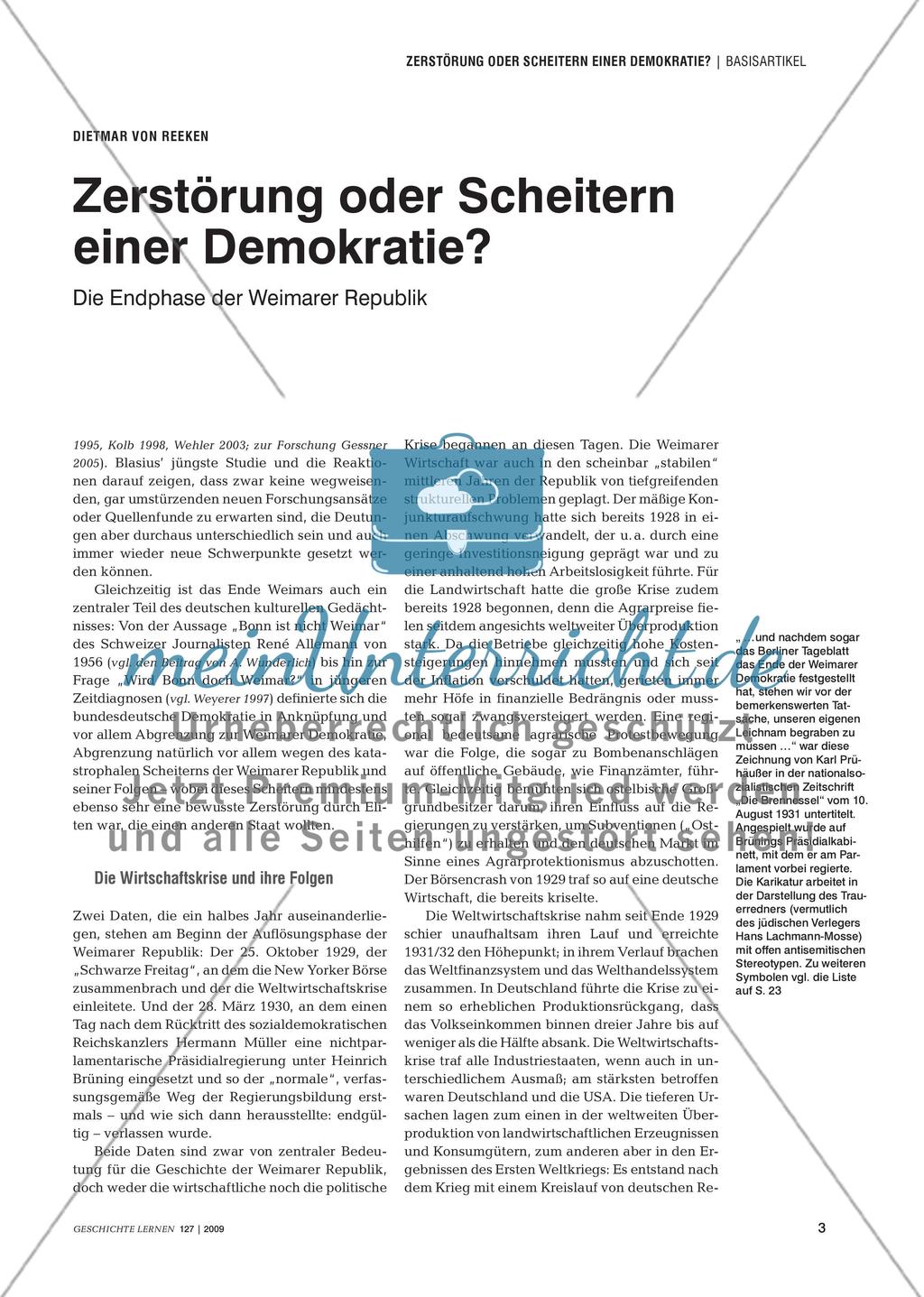 Die Endphase der Weimarer Republik: Ursachen und Folgen Preview 2