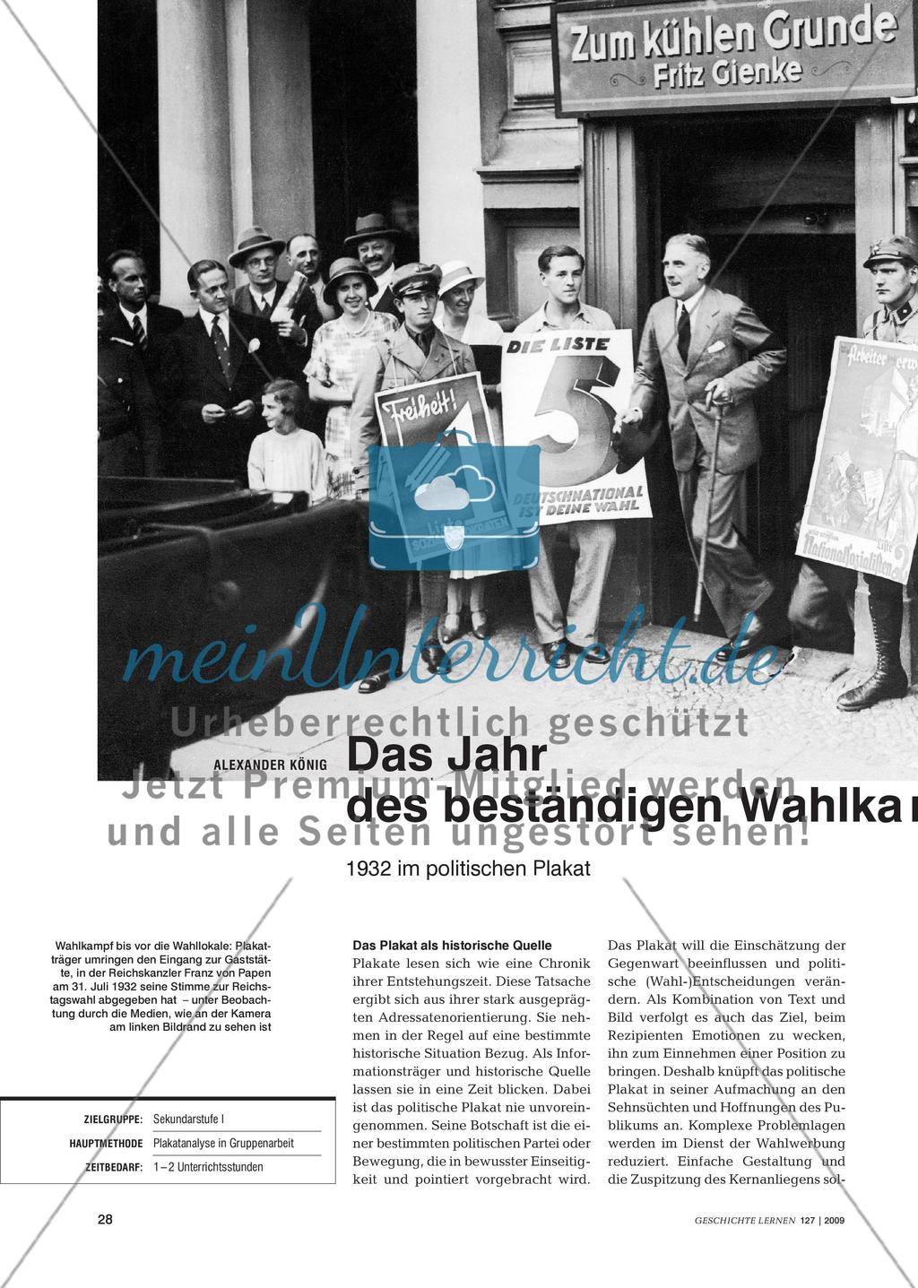 Das Jahr des Wahlkampfs 1932: Analyse politischer Plakate Preview 1