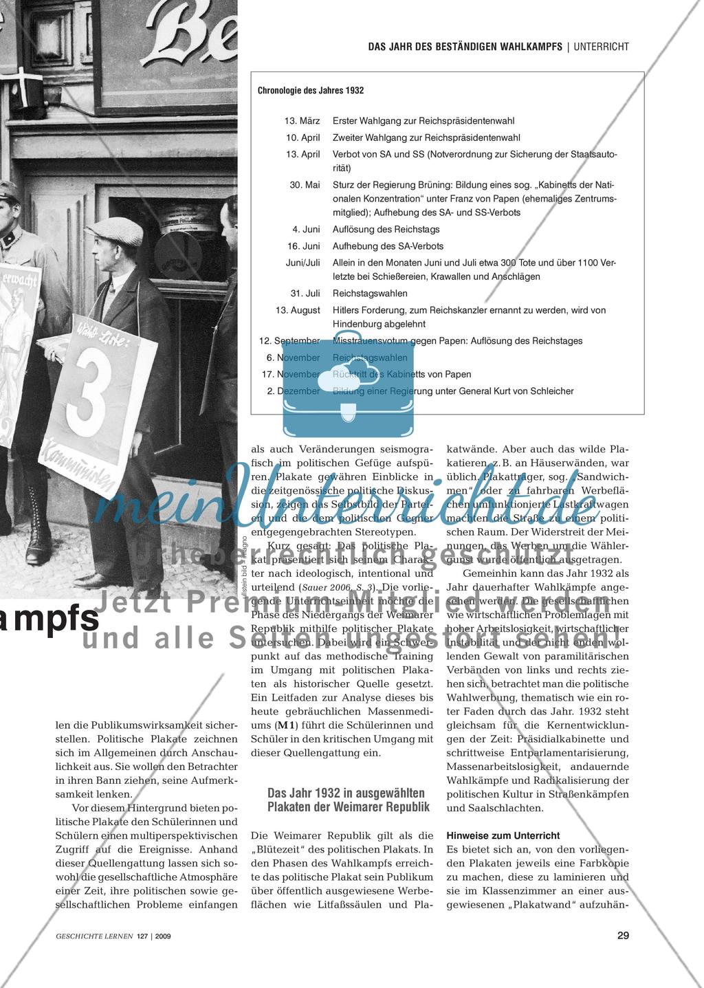 Das Jahr des Wahlkampfs 1932: Analyse politischer Plakate Preview 2