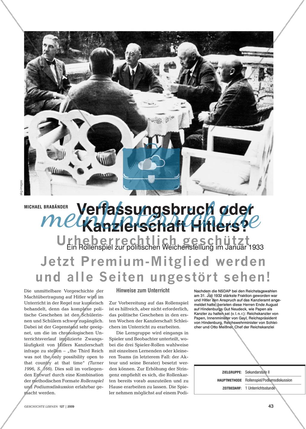 Ein Rollenspiel zur politischen Weichenstellung im Januar 1933 Preview 1