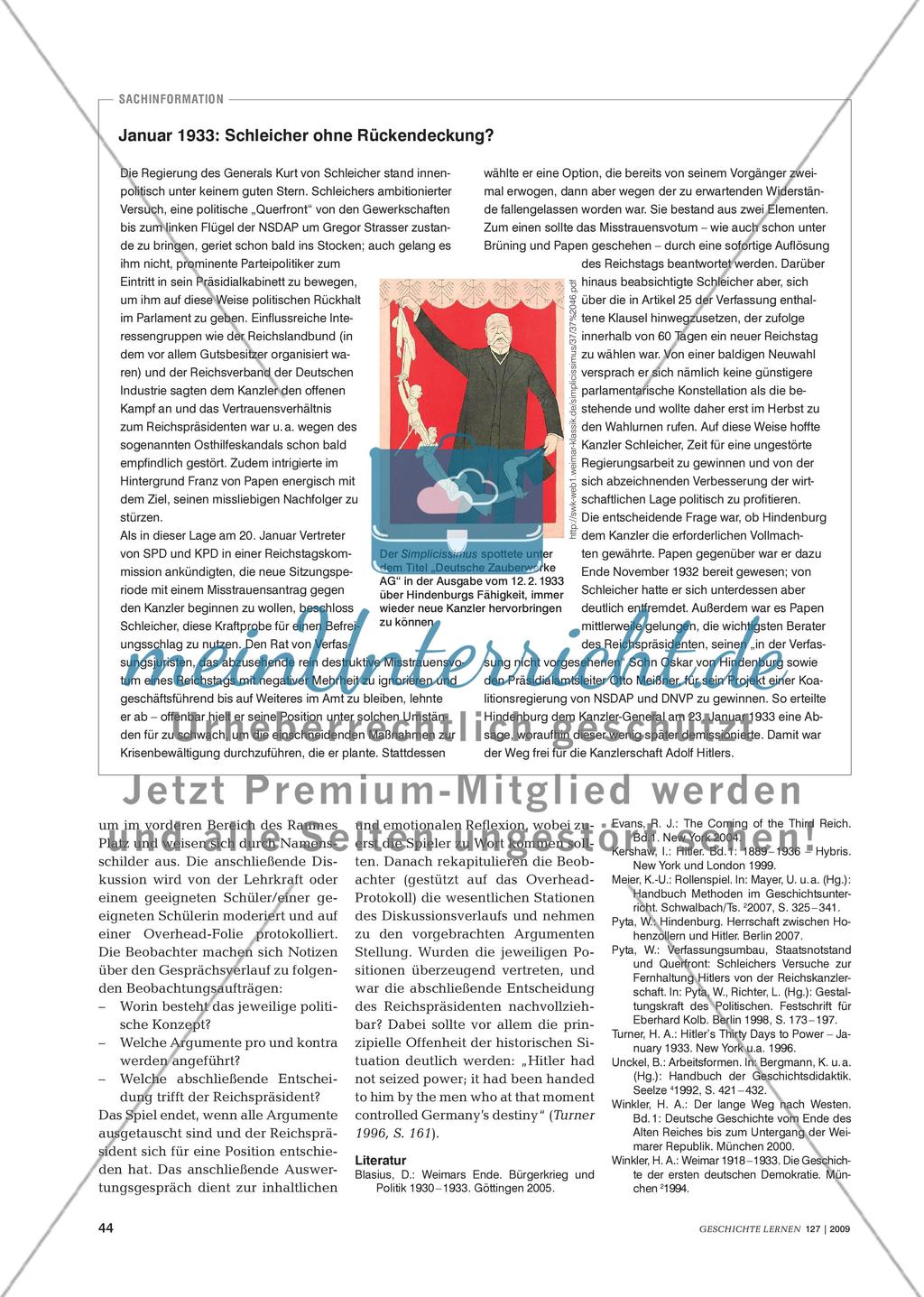 Ein Rollenspiel zur politischen Weichenstellung im Januar 1933 Preview 2