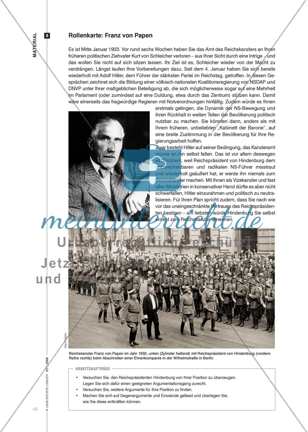 Ein Rollenspiel zur politischen Weichenstellung im Januar 1933 Preview 4