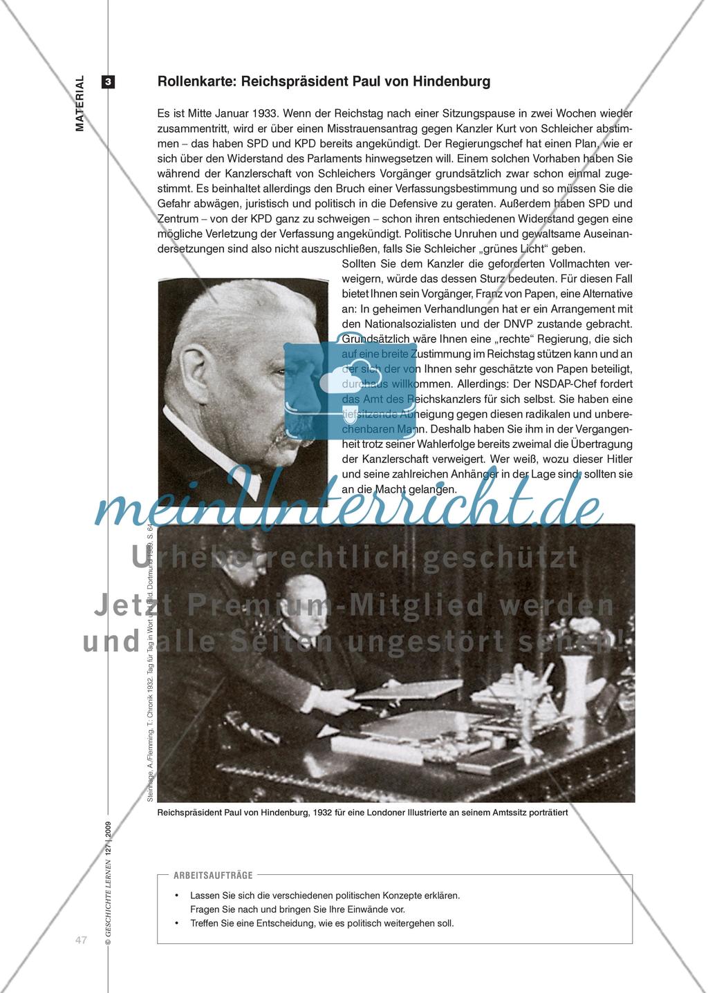 Ein Rollenspiel zur politischen Weichenstellung im Januar 1933 Preview 5
