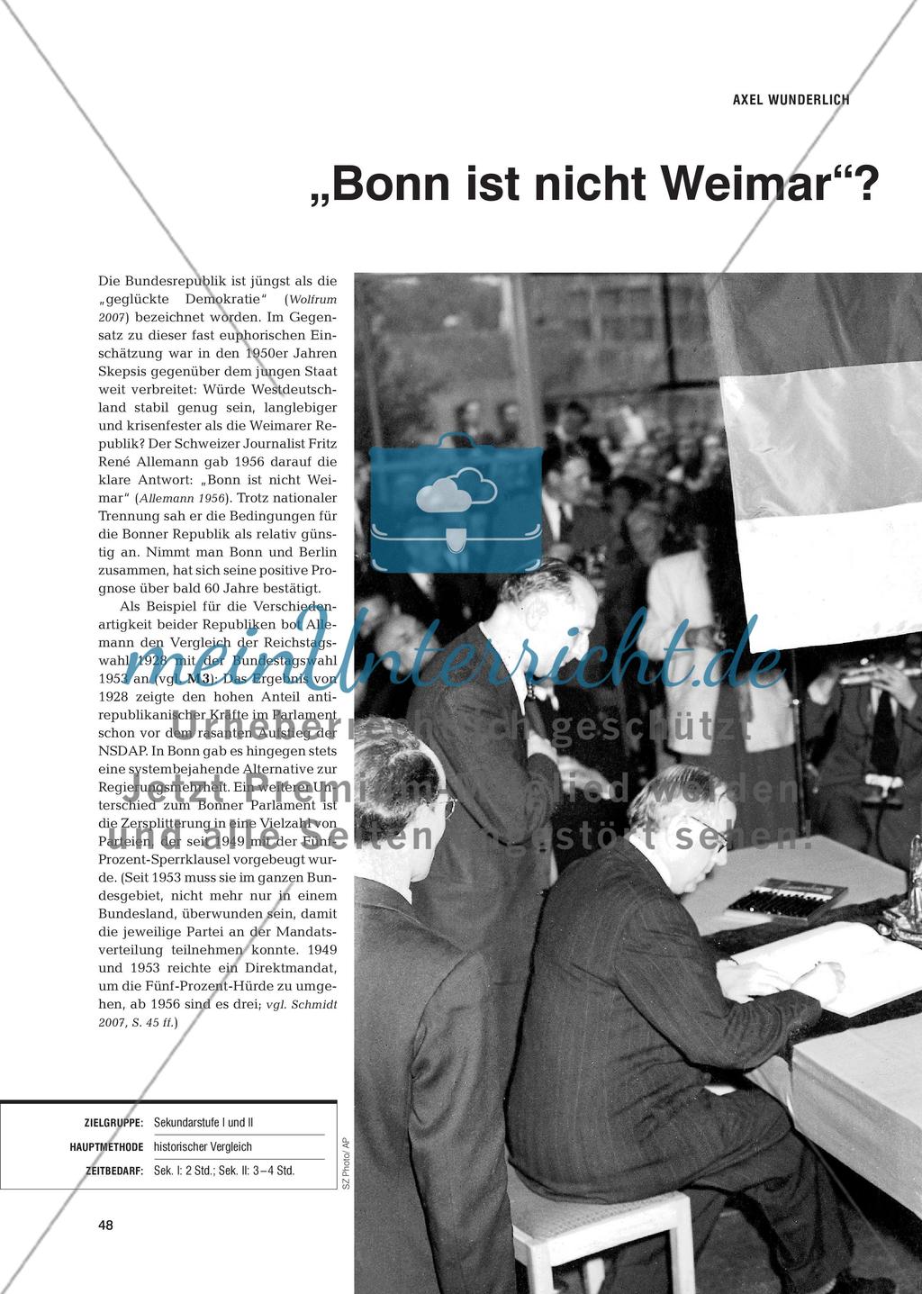 BRD versus Weimarer Republik: Vergleich zweier parlamentarischer Systeme Preview 1