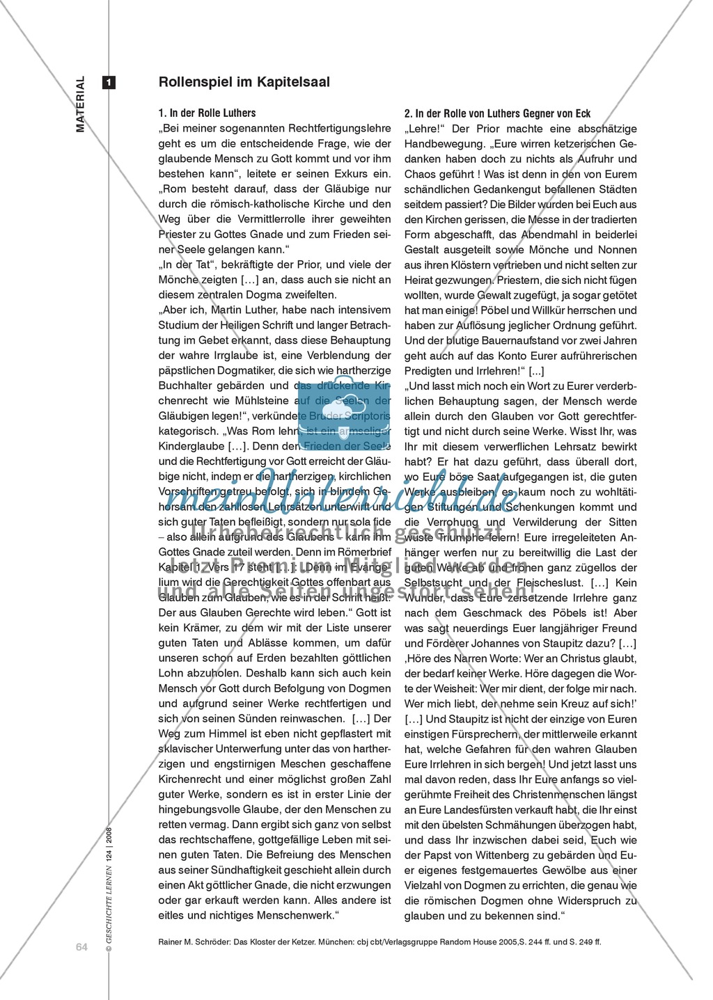 Rollenkarten für ein Rollenspiel zum Thema Luther in der Reformation Preview 1