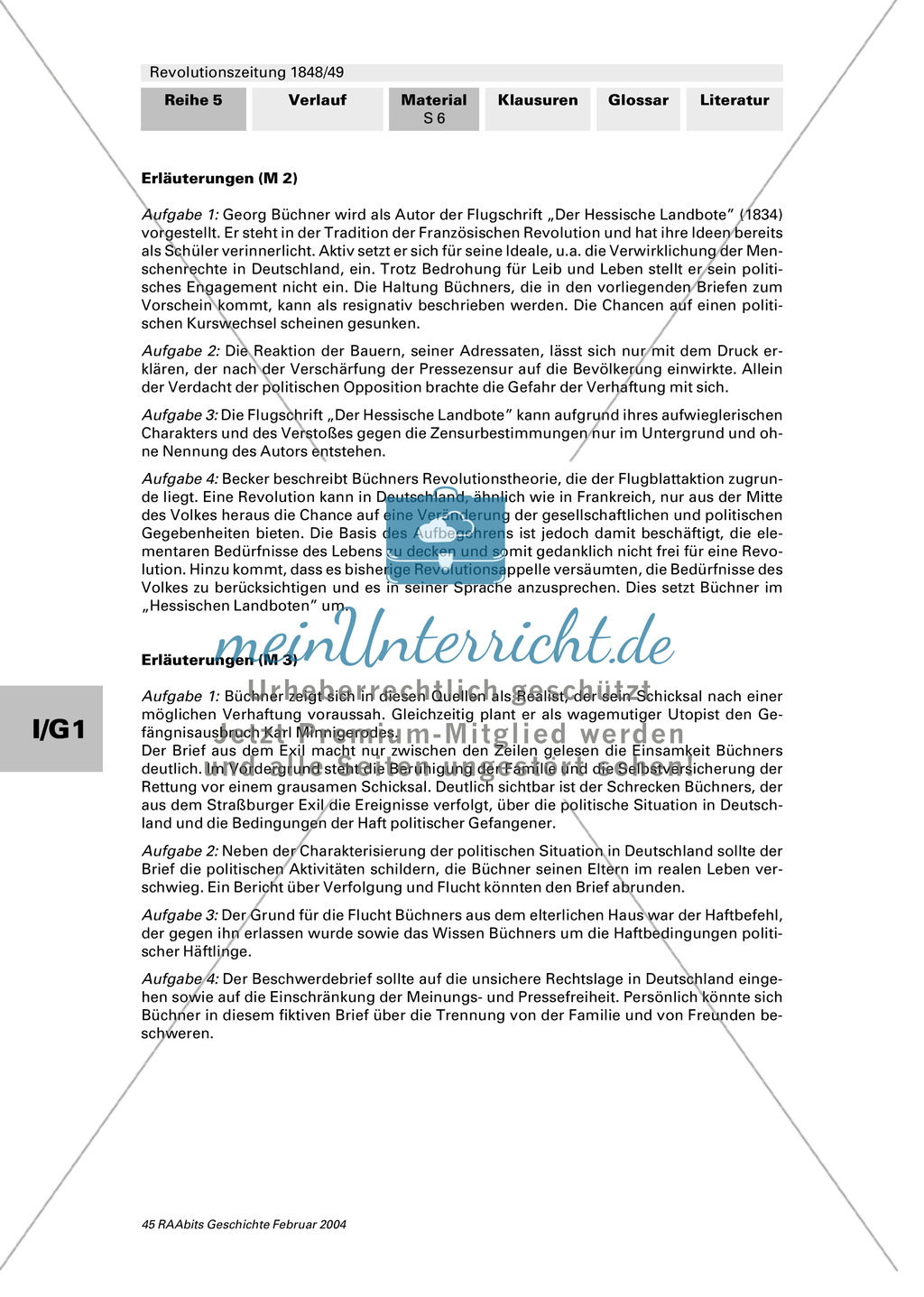 Revolutionszeitung 1848/49 erstellen: Steckbrief Georg Büchner + Quellen zum Leben von Georg Büchner + Georg Büchner: