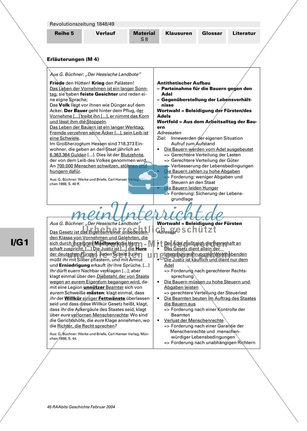 Revolutionszeitung 1848/49 erstellen: Steckbrief Georg Büchner + Quellen zum Leben von Georg Büchner + Georg Büchner:
