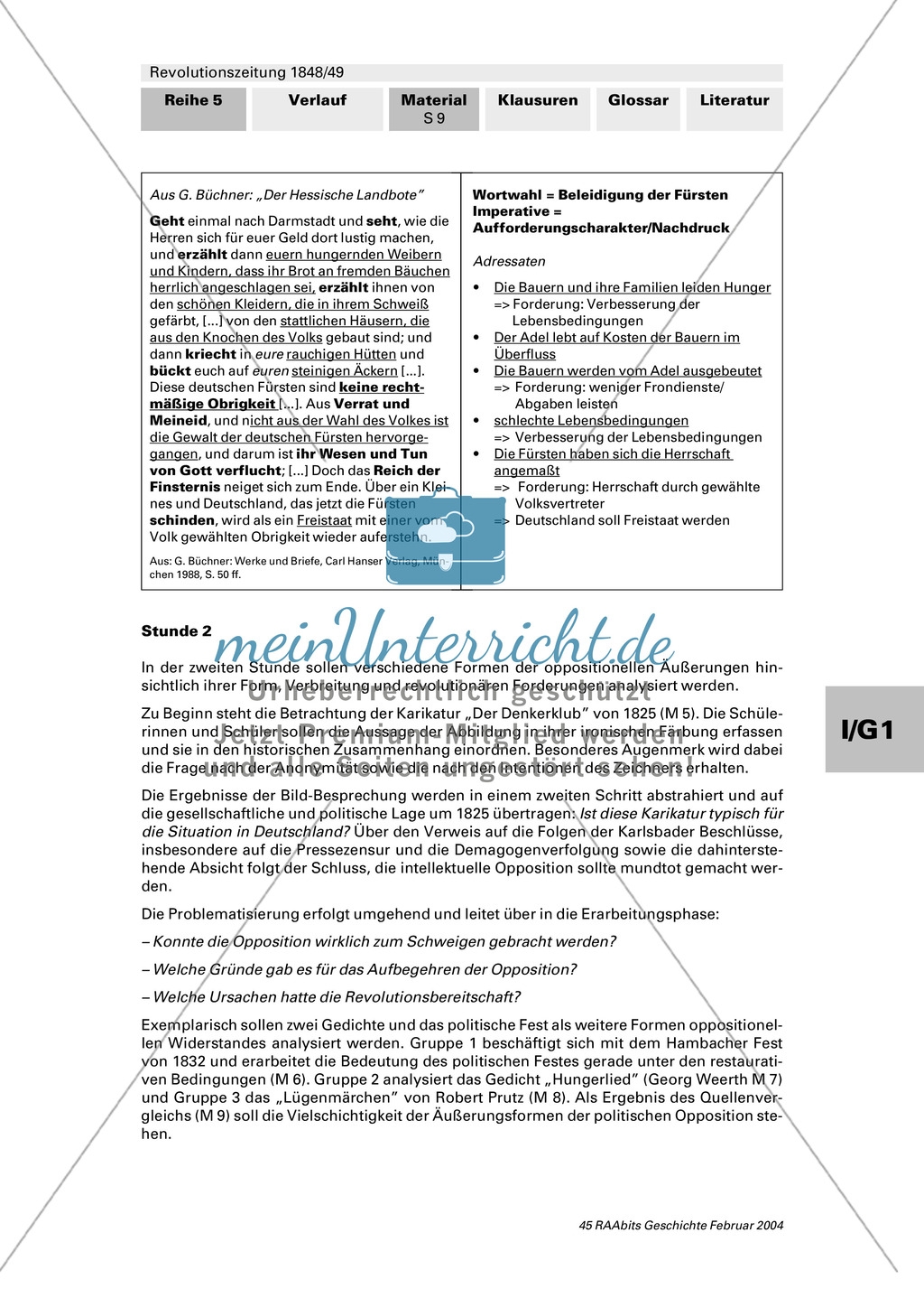 Revolutionszeitung 1848/49 erstellen: Steckbrief Georg Büchner + Quellen zum Leben von Georg Büchner + Georg Büchner: