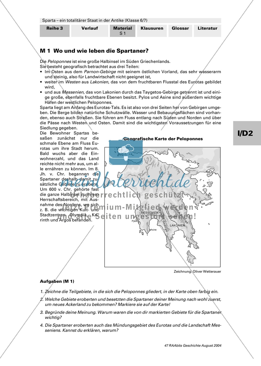 Sparta - ein totalitärer Staat in der Antike: Geografische Lage und Gesellschaft Preview 1