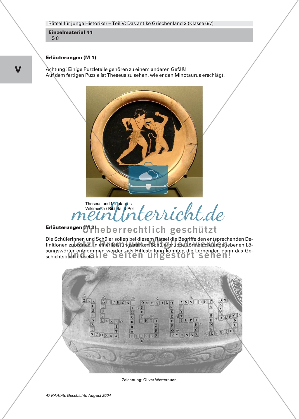 Rätselsammlung - Das Antike Griechenland: Puzzle - Theseus erschlägt den Minotaurus Preview 2