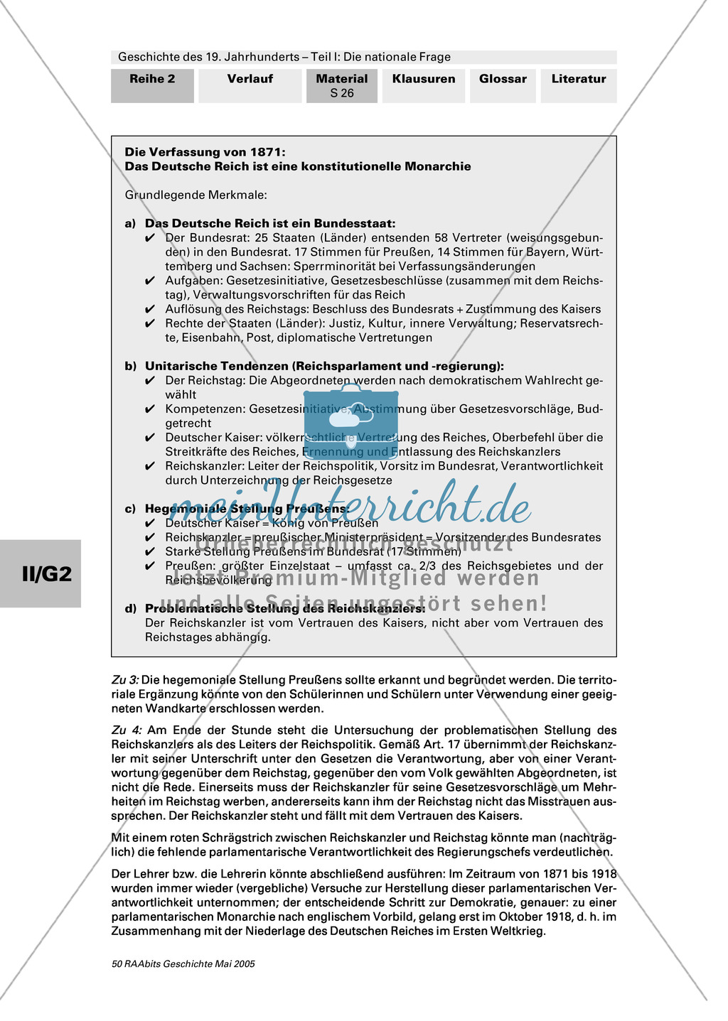 Geschichte des 19. Jahrhunderts: Die Verfassung des Deutschen Reiches von 1871 Preview 3