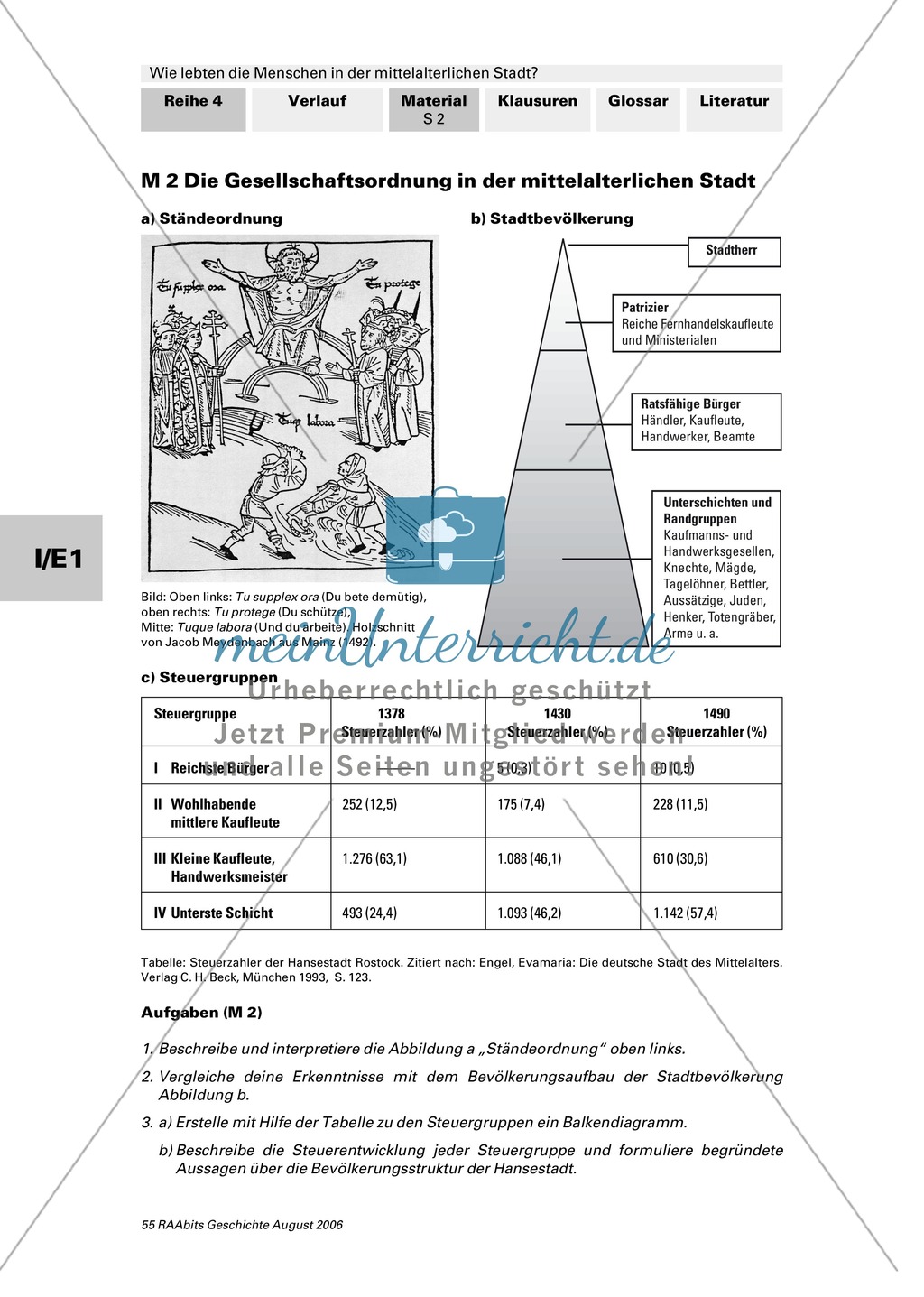 Patrizier, Bürger, Zunftgenosse: Gesellschaftsordnung in der mittelalterlichen Stadt + 3 Quellen zum Stadtrecht: 1200, 1214, 1263 Preview 1