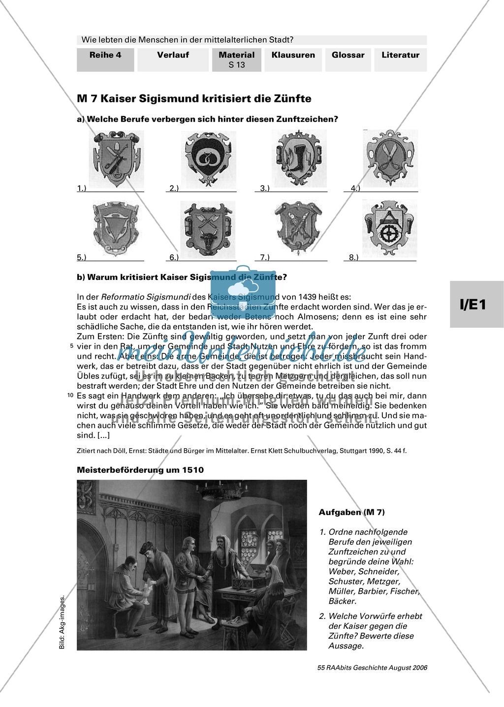 Patrizier, Bürger, Zunftgenosse: Zunft-Lebensgemeinschaft einer mittelalterlichen Stadt Preview 1