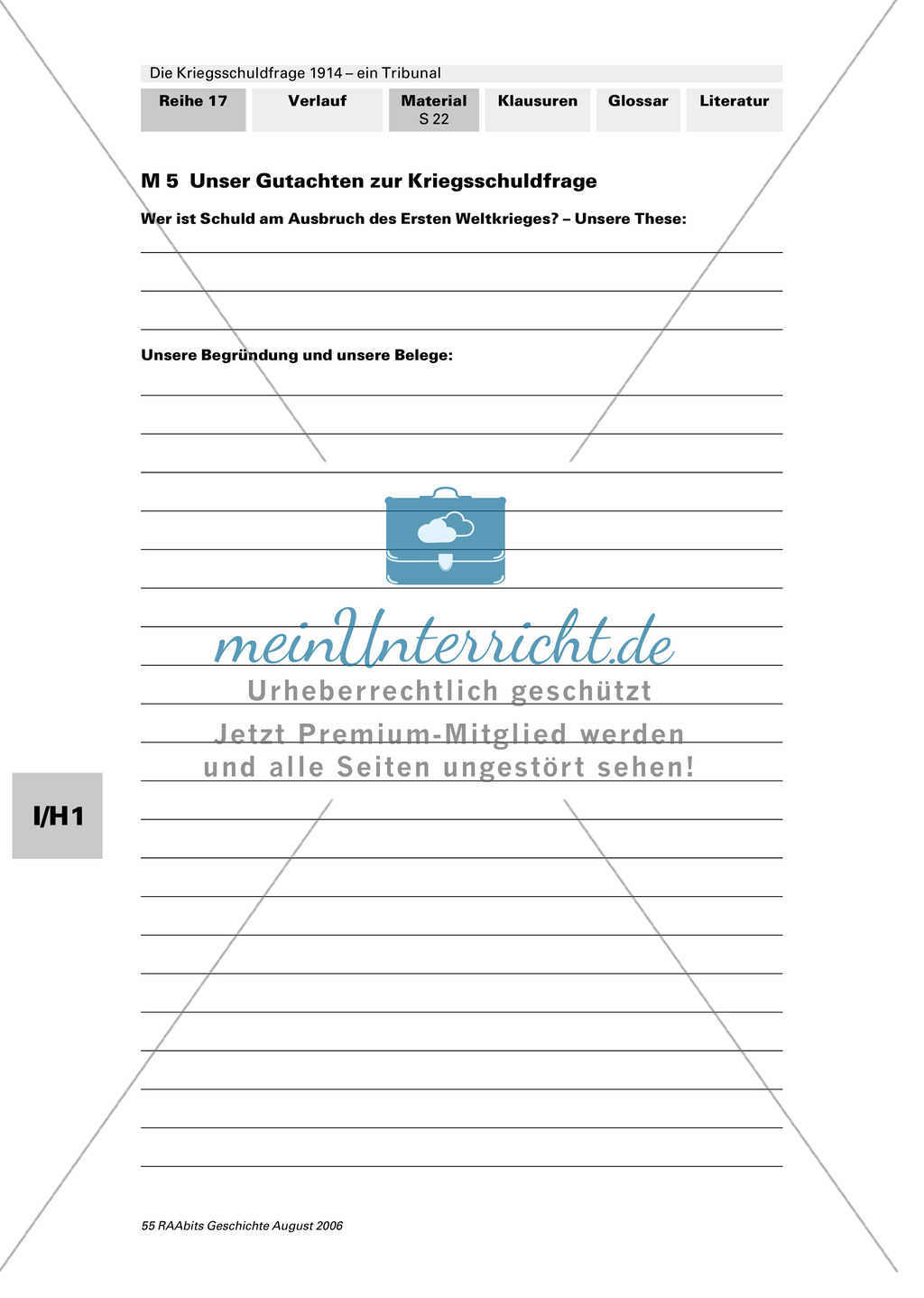 Die Kriegsschuldfrage 1914 - ein Tribunal: Vorbereitung des Rollenspiels mithilfe von Quellen (Depeschen, Telegramme, Dossiers) + Einbettung in den historischen Kontext Preview 18