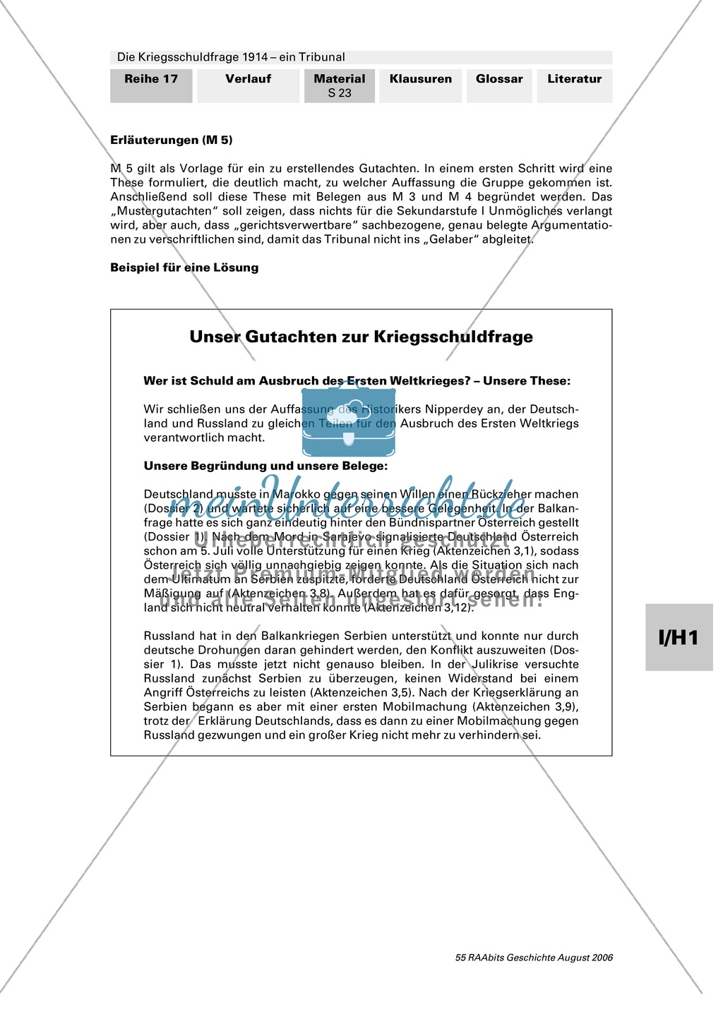 Die Kriegsschuldfrage 1914 - ein Tribunal: Vorbereitung des Rollenspiels mithilfe von Quellen (Depeschen, Telegramme, Dossiers) + Einbettung in den historischen Kontext Preview 19