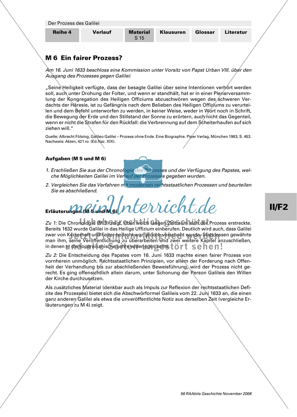 Der Prozess des Galilei: Inquisition als rückwärtsgewandte Institution? Chronologie und Frage nach Fairness des Prozesses Preview 5