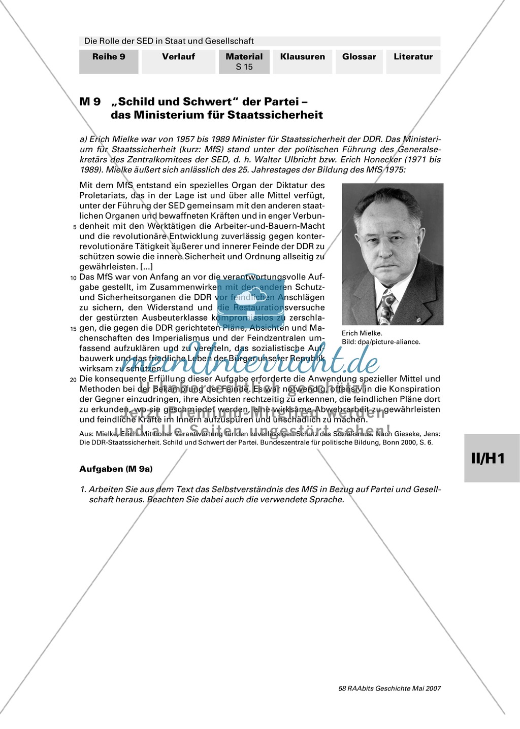 Die Rolle der SED in der Gesellschaft: Beispiel FDJ. Organisation und Zielsetzung der Staatssicherheit. Preview 5
