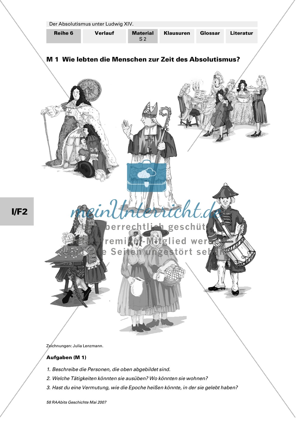 Adel, Klerus, Bauern und Bürger im Absolutismus unter Ludwig XIV.:Erarbeitung anhand von Abildungen Preview 1