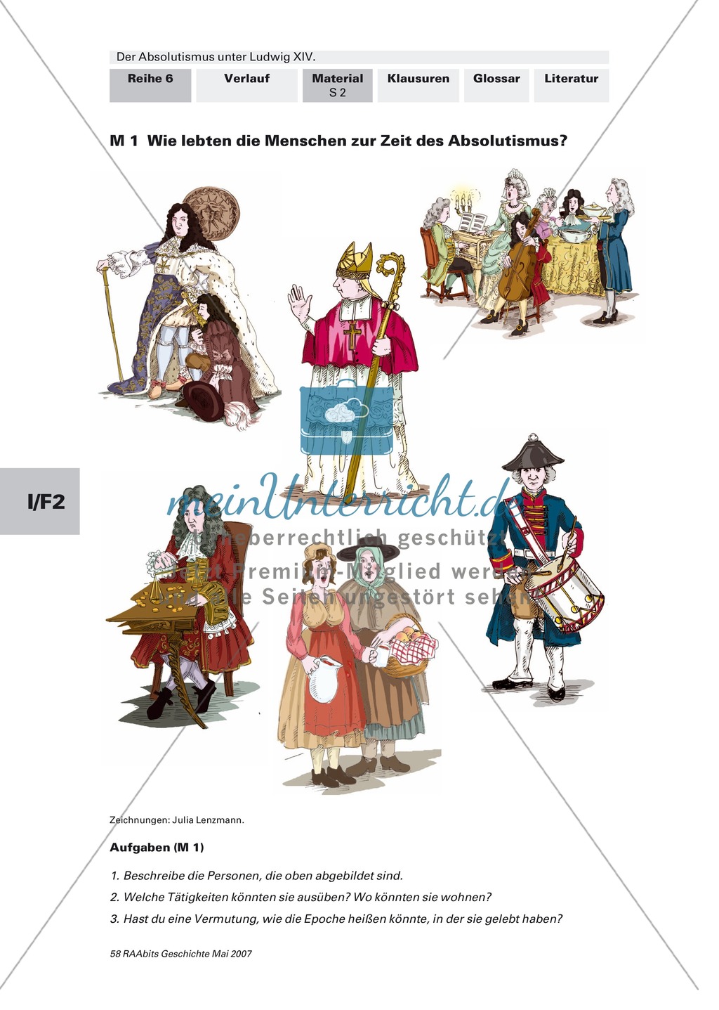 Adel, Klerus, Bauern und Bürger im Absolutismus unter Ludwig XIV.:Erarbeitung anhand von Abildungen Preview 2