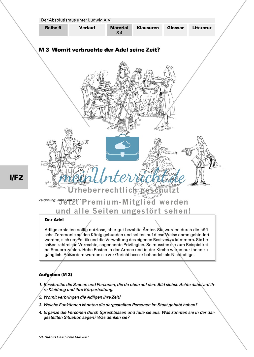 Adel, Klerus, Bauern und Bürger im Absolutismus unter Ludwig XIV.:Erarbeitung anhand von Abildungen Preview 3