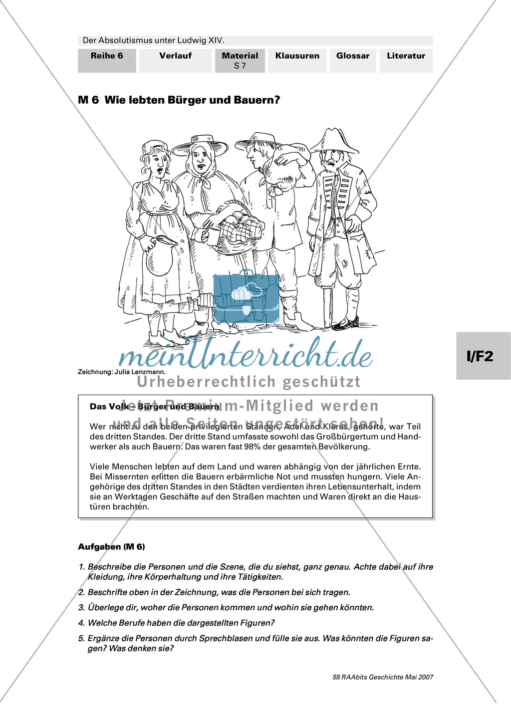 Adel, Klerus, Bauern und Bürger im Absolutismus unter Ludwig XIV.:Erarbeitung anhand von Abildungen Preview 6