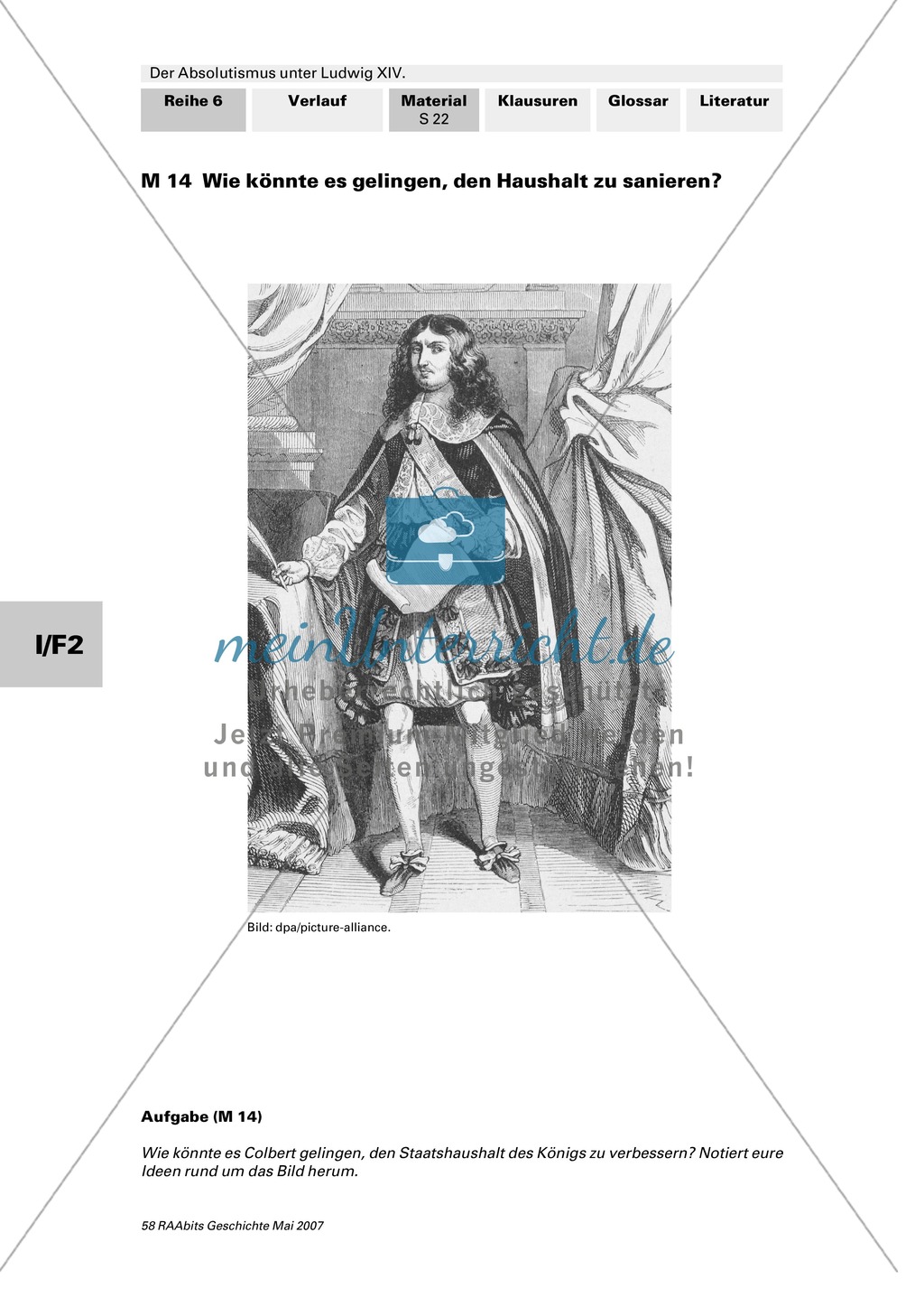 Merkantilismus, die Wirtschaft im Absolutismus unter Ludwig XIV.: Colberts Sarnierung des Staatshaushalts Preview 1