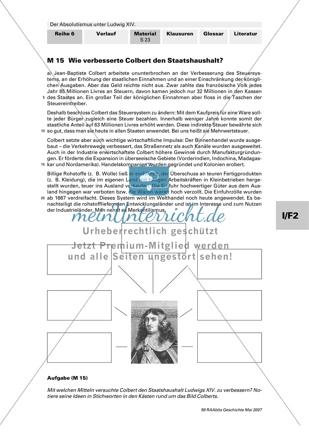 Merkantilismus, die Wirtschaft im Absolutismus unter Ludwig XIV.: Colberts Sarnierung des Staatshaushalts Preview 2