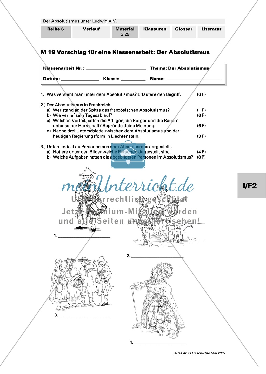 Absolutismus unter Ludwig XIV: Lernerfolgskontrolle Preview 2