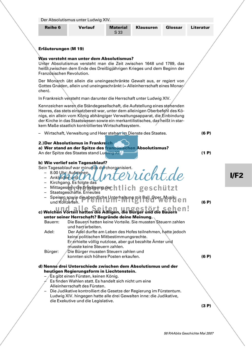 Absolutismus unter Ludwig XIV: Lernerfolgskontrolle Preview 5