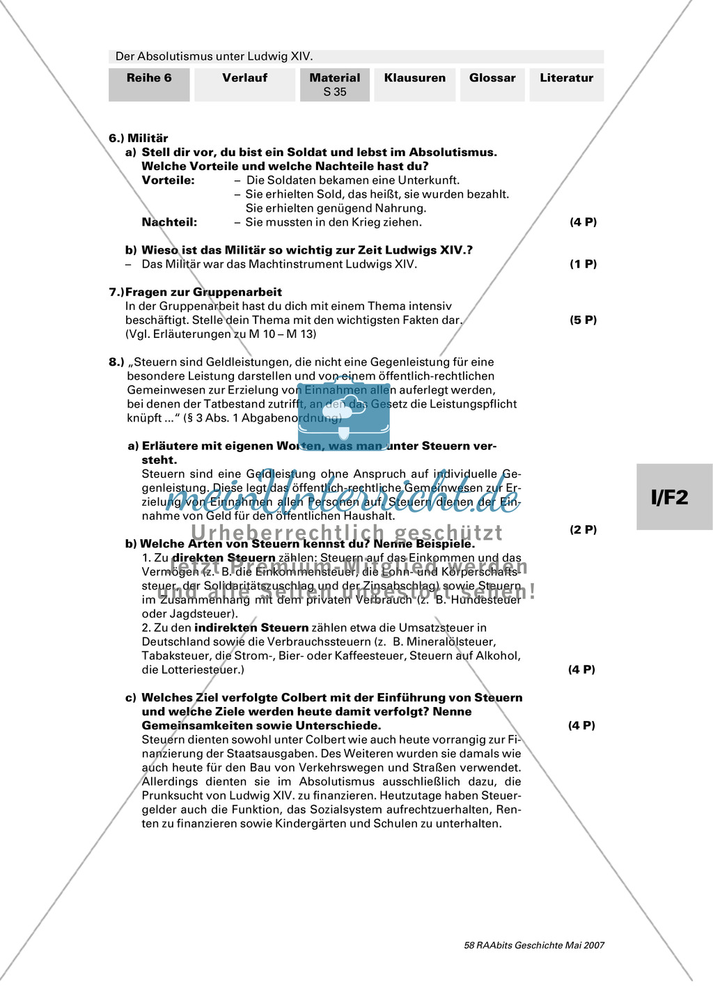 Absolutismus unter Ludwig XIV: Lernerfolgskontrolle Preview 7