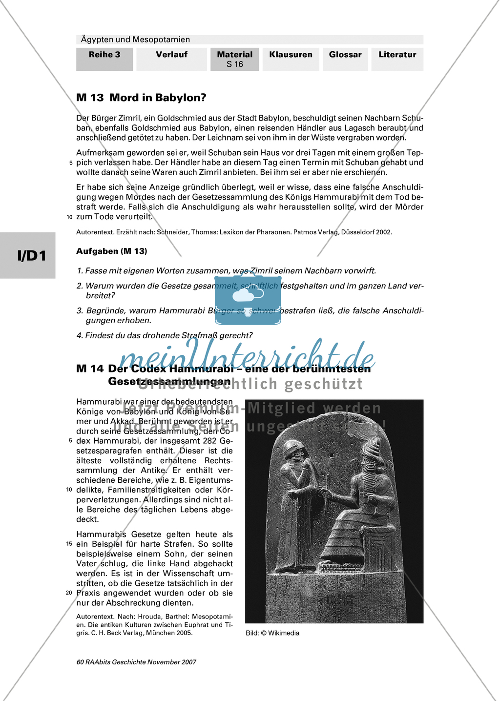 Staatliche und gesellschaftliche Organisation:Die Rechtssprechung in Mesopotamien Preview 1
