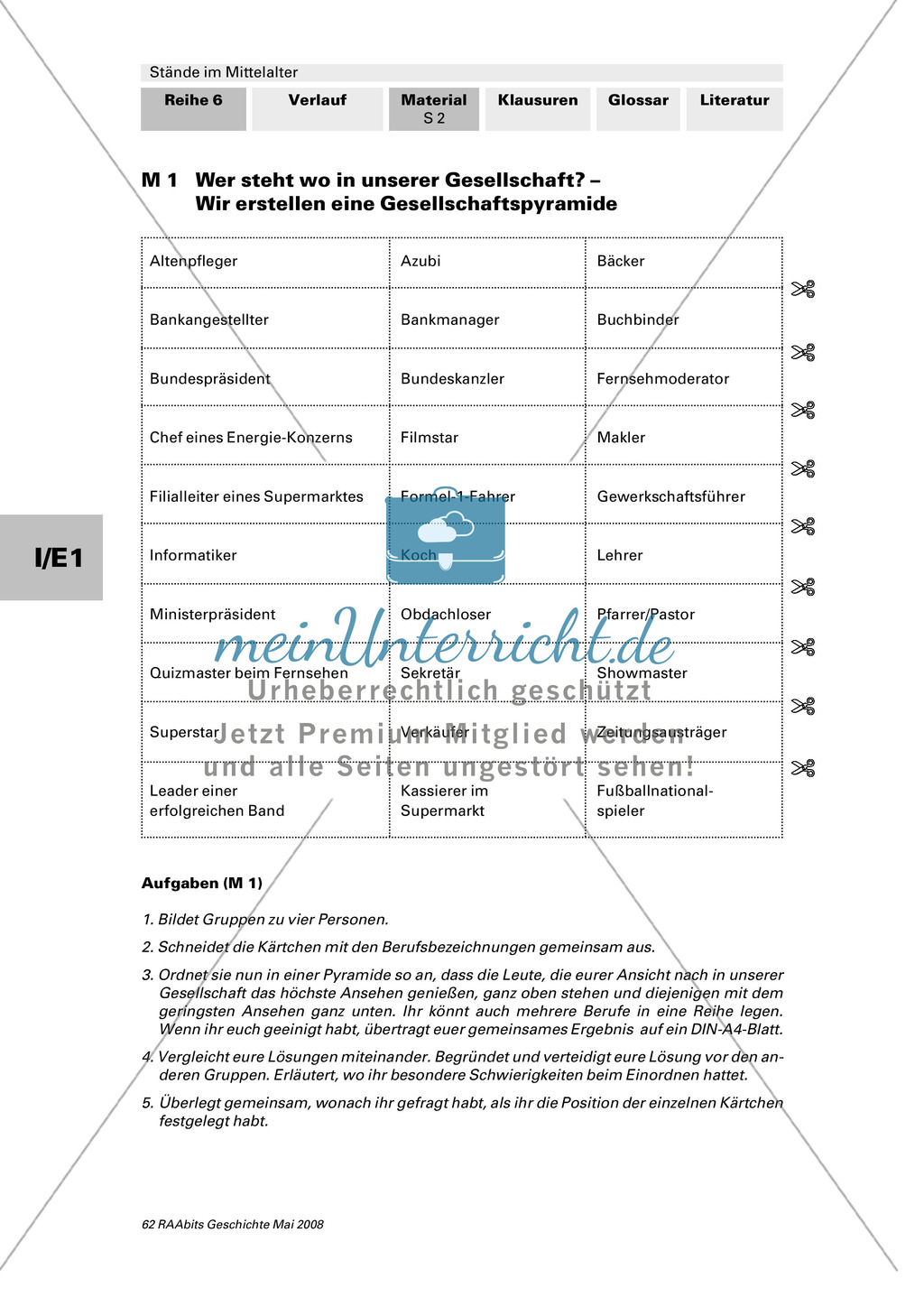 Gesellschaftsordnung und Berufe heute und im Mittelalter Preview 1