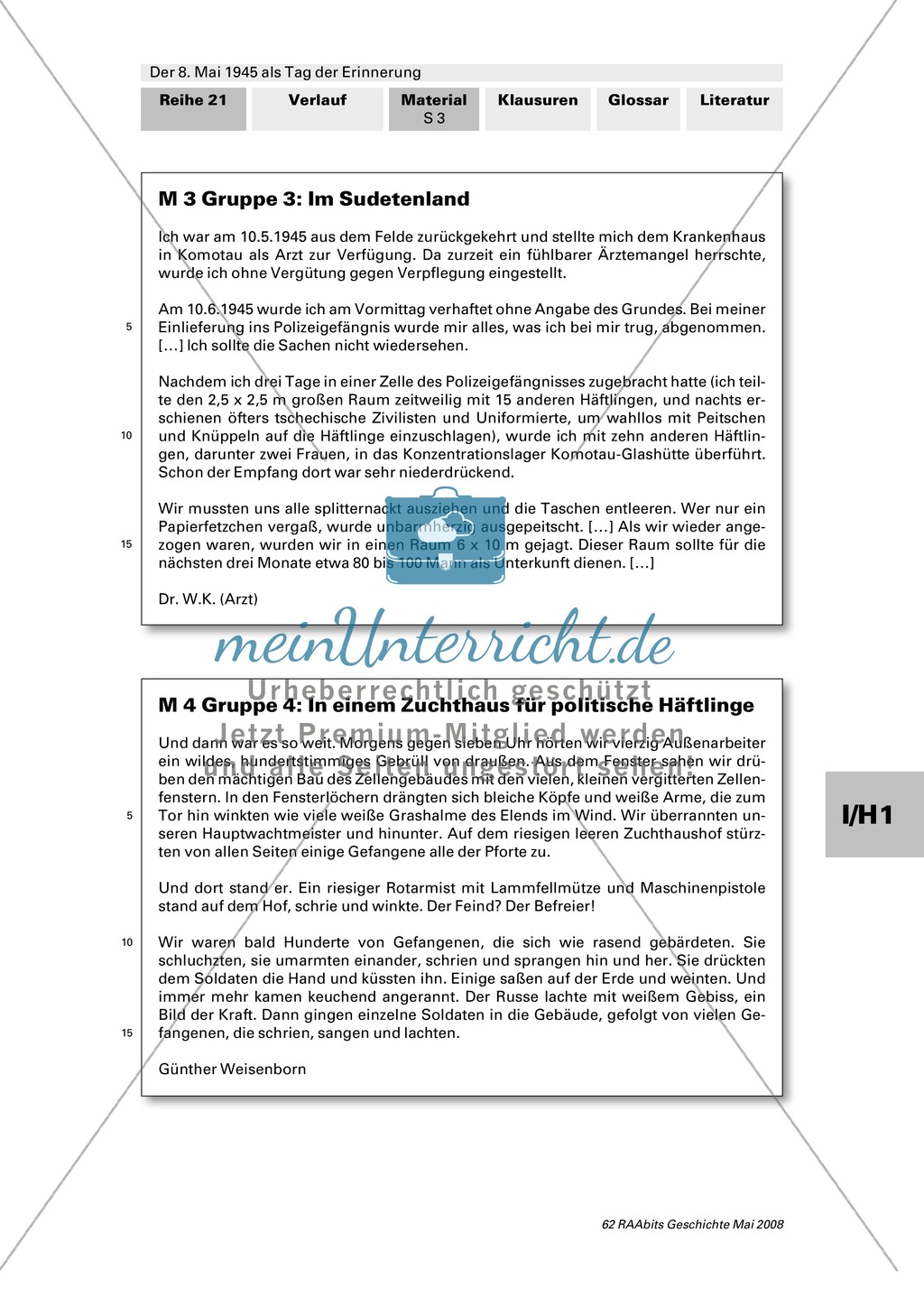 Der 8. Mai 1945 als Tag der Erinnerung: Zeitgenössische Erinnerungen in Gruppenarbeit erarbeiten Preview 2