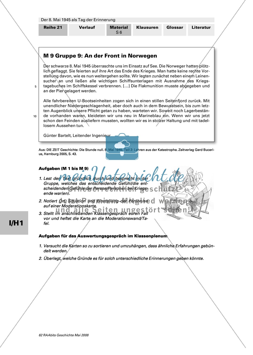 Der 8. Mai 1945 als Tag der Erinnerung: Zeitgenössische Erinnerungen in Gruppenarbeit erarbeiten Preview 5