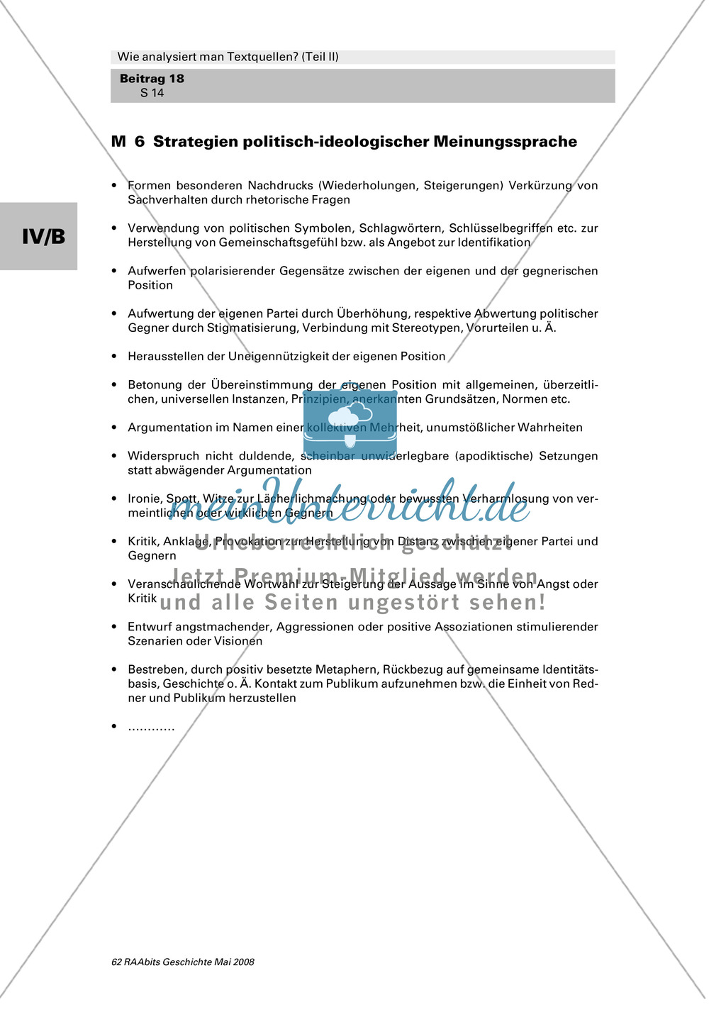 Analyse von Textquellen: Strategien politisch-ideologischer Meinungssprache kennenlernen Preview 1