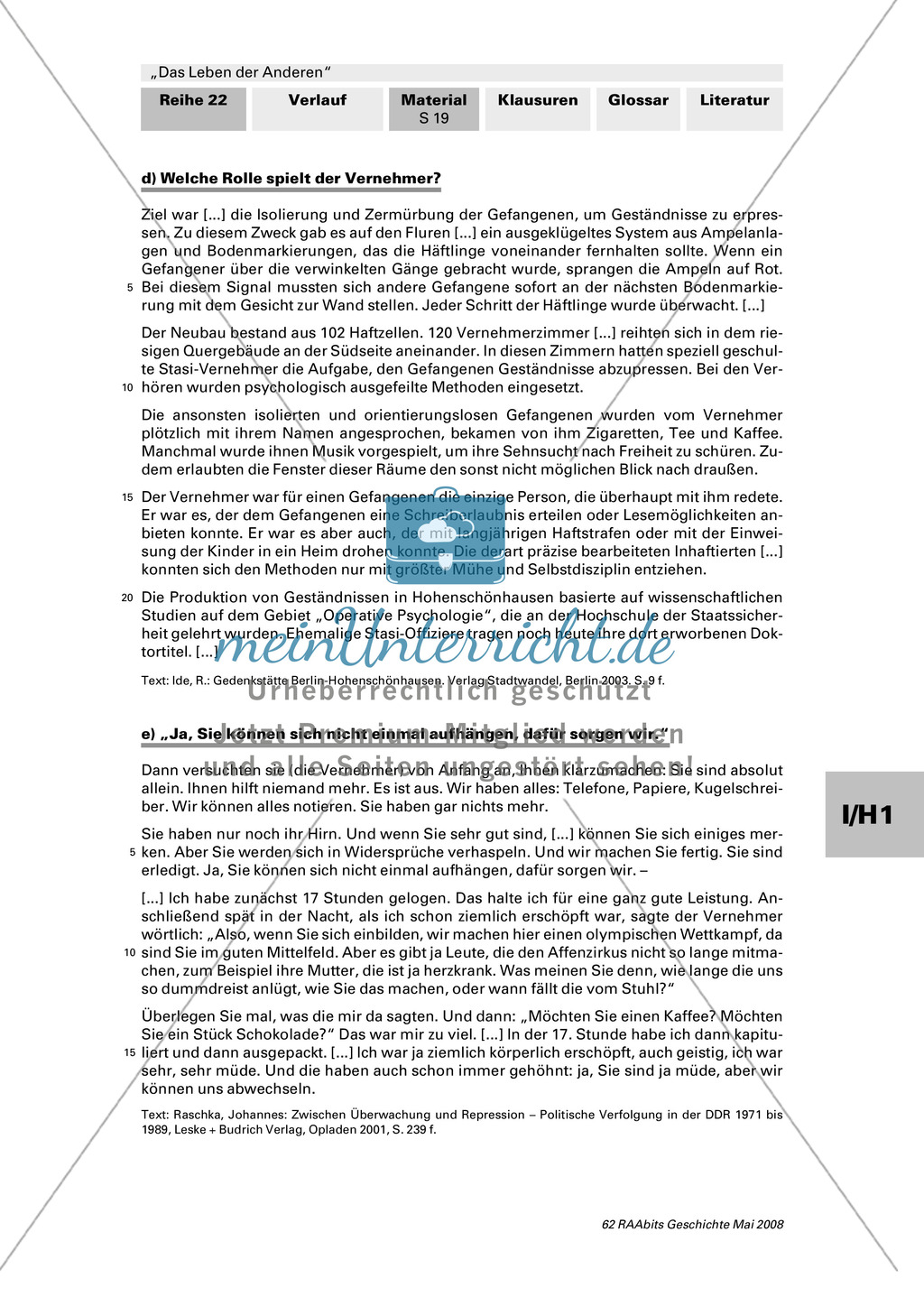Film: "Das Leben der Anderen": Verhörmethoden der Staatssicherheit + Instrumente des MfS: Wohnungsdurchsuchung und Verwanzung + Staatsfeindliche Aktivitäten im Visier des MfS Preview 2