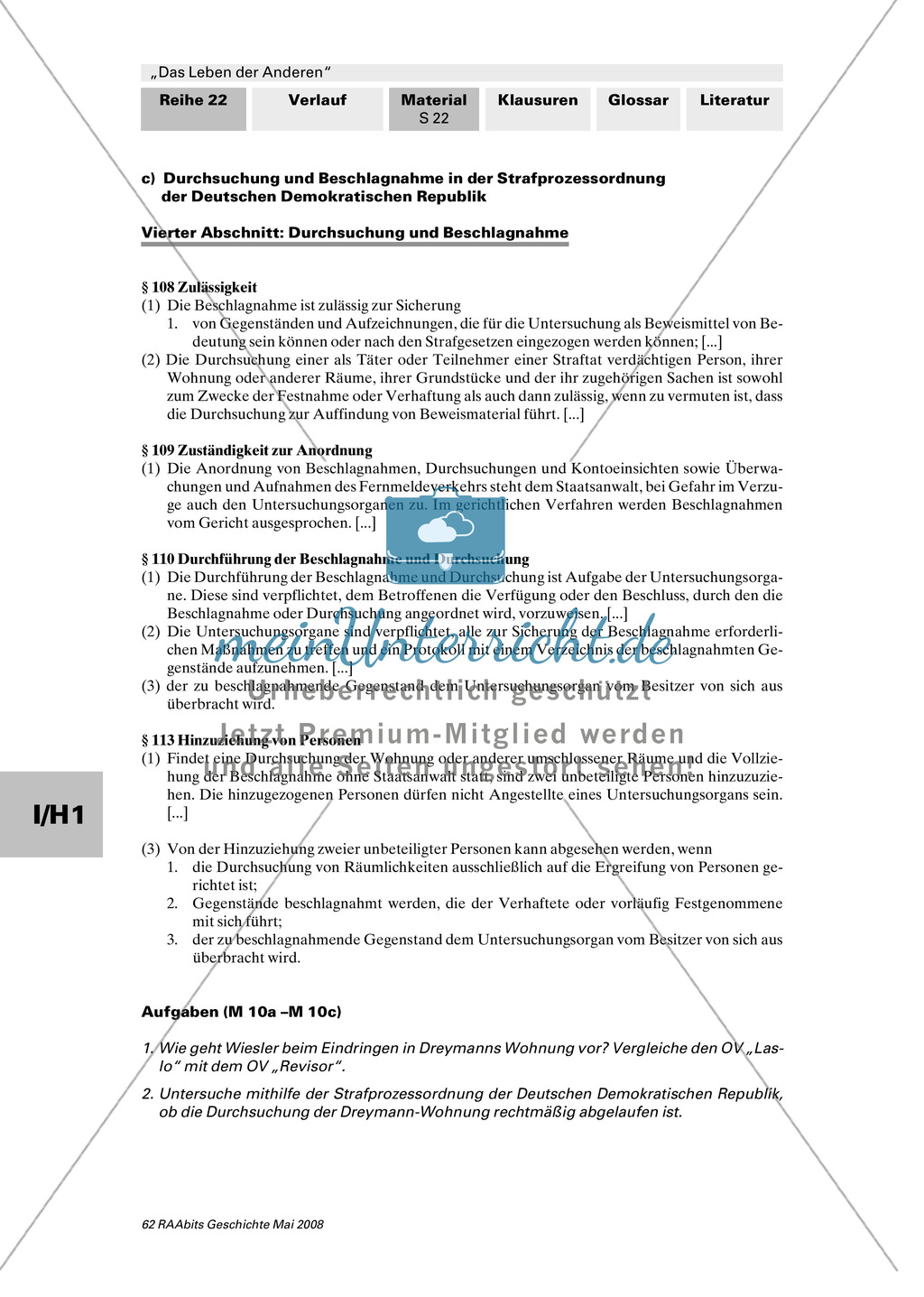 Film: "Das Leben der Anderen": Verhörmethoden der Staatssicherheit + Instrumente des MfS: Wohnungsdurchsuchung und Verwanzung + Staatsfeindliche Aktivitäten im Visier des MfS Preview 5