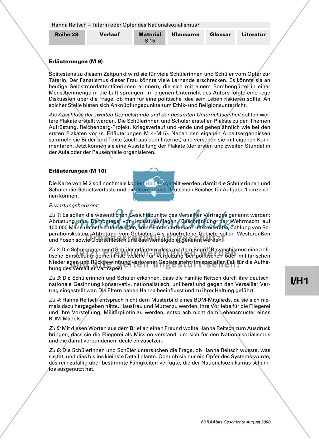 Texte zu Hanna Reitschs untypischer Frauenkarriere + Text und Bild: Der Vierjahresplan + Text: Der Einsatz von Hanna Reitsch als Militärfliegerin + Texte und Diskussion: war Hanna Reitsch Täterin oder Opfer? Preview 5