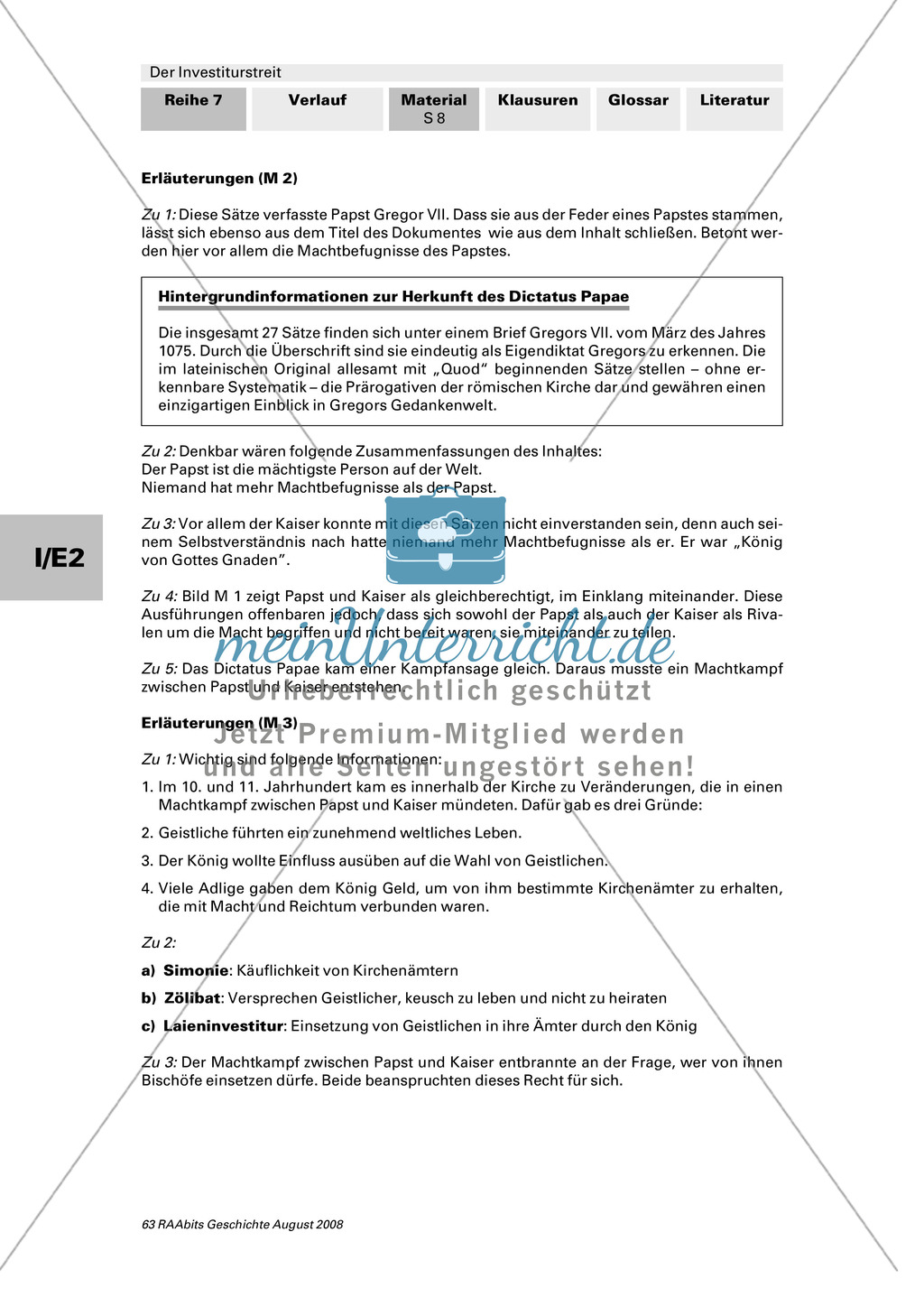 Der Investiturstreit: Ursachen für den 1057 entbrannten Machtkampf zwischen Gregor VII. und Heinrich IV. kennenlernen + einen Brief von Gregor an Heinrich verfassen Preview 8