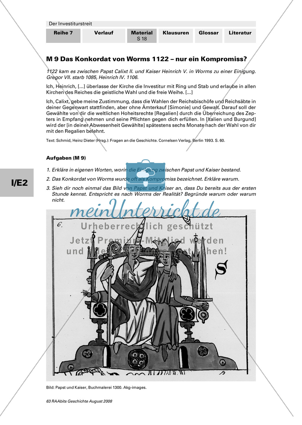Der Investiturstreit: Das Konkordat von Worms 1122 Preview 1
